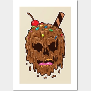 ice  cream skull melting Posters and Art